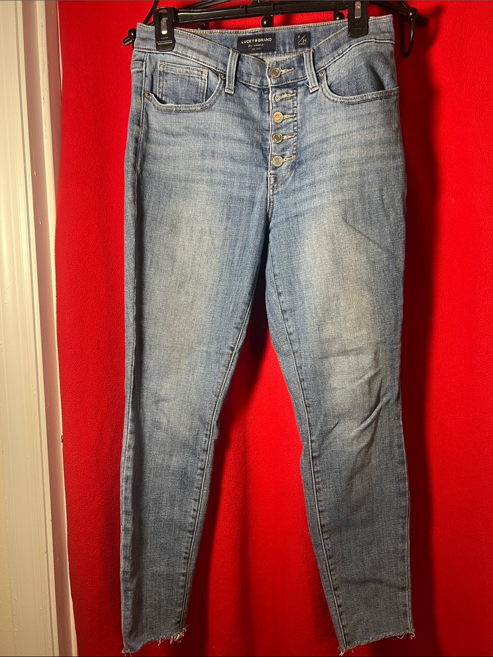 Lucky Brand Light Wash High-Rise Button-Fly Skinny Jeans